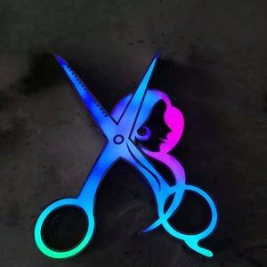 Ladies Hairdressers Shop scissors 3D LED Sign Multi blended colours 60cm Tall