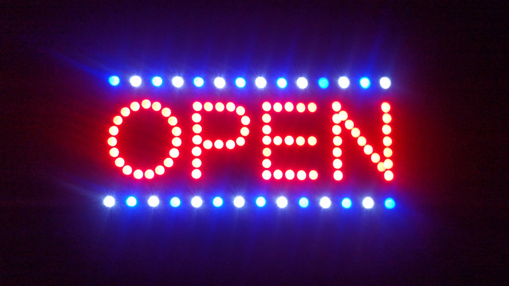 LED Open Sign Blue White Red - UK-signs.com