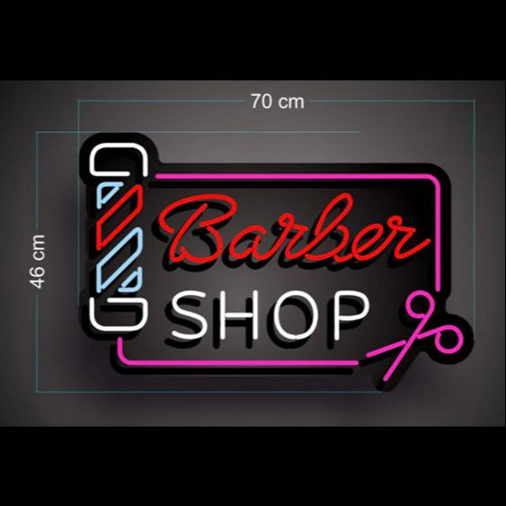 Vintage Barber Shop Sign Real Neon Glass Tubing 46x70cm